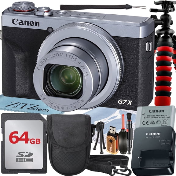 Canon PowerShot G7 X Mark III Digital Camera (Silver) with 4.2x Optical Zoom Lens   SanDisk 64GB Memory Card   Case   ZeeTech Advanced Bundle (International Model)