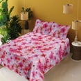 thumbnail image 2 of Ambesonne Flowers Vintage Fitted & Flat Sheet with Shams 4 Pcs Set, Floral Design Spots, Calking, Dark Pink Pastel Purple, 2 of 5