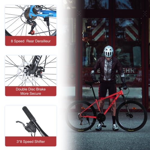 Mountain Bike for Men and Women 26 inch 24 Speed Suspension Fork KENDA Tires