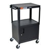 Luxor AVJ42C Height Adjustable Multipurpose Steel A/V Utility Cart with Locking Cabinet - Black