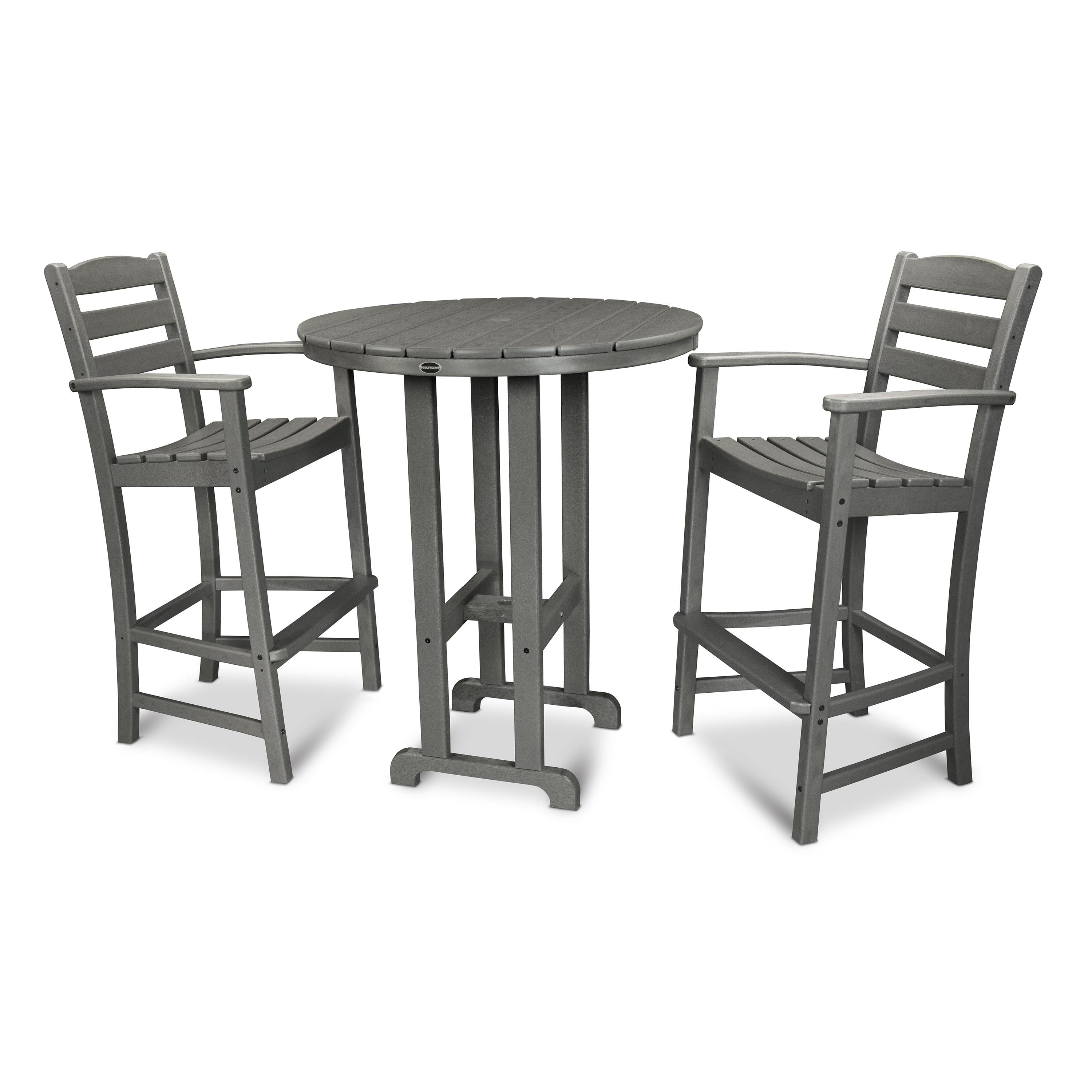 Polywood PWS219GY La Casa Cafe 3Piece Bar Set in Slate Grey  Walmart