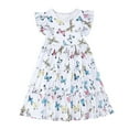 thumbnail image 3 of Robes d'Été pour Adolescente Robe Chic Robe Trapèze à Volants Robe Évasée pour Fille Manches à Volants Robe Blanche pour Filles Robe de Mariage, 3 of 9