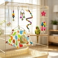 thumbnail image 5 of Parakeet Toys Set, Colorful Bird Toys for Parakeets, Pet Bird Cage Hammock Swing Climbing Ladders Chewing Toy Mirror Hanging Bell Wooden Perch for Budgerigar, Conures, Love Birds (B), 5 of 8