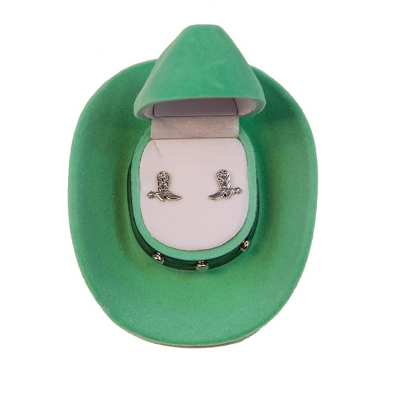 AWST Int'l Cowboy Boot Earrings w/Colorful Cowboy Hat Gift Box