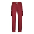 thumbnail image 4 of Mifsaly Cargo Joggers Men with 4 Pockets Drawstring Straight Leg Sweatpants Cozy Casual Baggy Pants Soild Color Going Out Long Trousers Fashion Streetwear Wine XL, 4 of 8