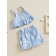 thumbnail image 3 of Bagilaanoe 2Pcs Toddler Baby Girls Short Pants Set Sleeveless Ruffle Vest Tops + Floral Shorts 6M 12M 18M 24M 3T 4T Kids Casual Summer Outfits, 3 of 9
