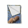 thumbnail image 2 of Fox Soft Flannel Fleece Throw Blanket, Fox Swimming in Blue River Natural Life Mammal Wild Animal Image Print, Cozy Plush for Indoor and Outdoor Use, 50" x 70", Pale Blue Brown Cream, by Ambesonne, 2 of 6