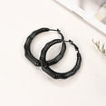 thumbnail image 6 of [Clearance] Women Earrings Bamboo Hoop Earrings 40mm Metal Stainless Steel Black Thick Hoop Huggie Earrings Simple Minimalist Ear Jewelry Gift for Mom Girlfriend Wife Mothers Day on Clearance, 6 of 8