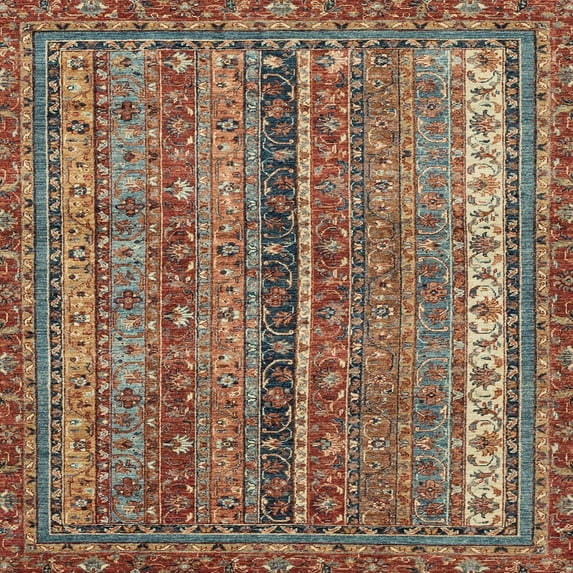 Ahgly Company Indoor Square Abstract Dark Sienna Brown Oriental Area Rugs, 4' Square