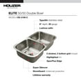thumbnail image 2 of Houzer Elite 31 in Stainless Steel Undermount 50/50 Double Bowl Kitchen Sink with Strainer and Grid - ED-3108-C, 2 of 5
