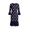 thumbnail image 4 of Women's Polka Dot Pleated Patchwork Dress Pink S, 4 of 4