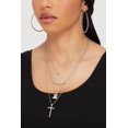 thumbnail image 2 of Women's Metallic Charm Layered Necklace and Hoop Earrings Trio, 2 of 2
