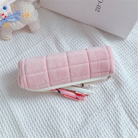 Zzbeans Pen Bag, High-Value Student Pencil Case, Large Capacity Fabric Stationery Box, Cute Paw Design Pencil Pouch for Teens, Versatile Storage for Office Travel Makeup, Pink