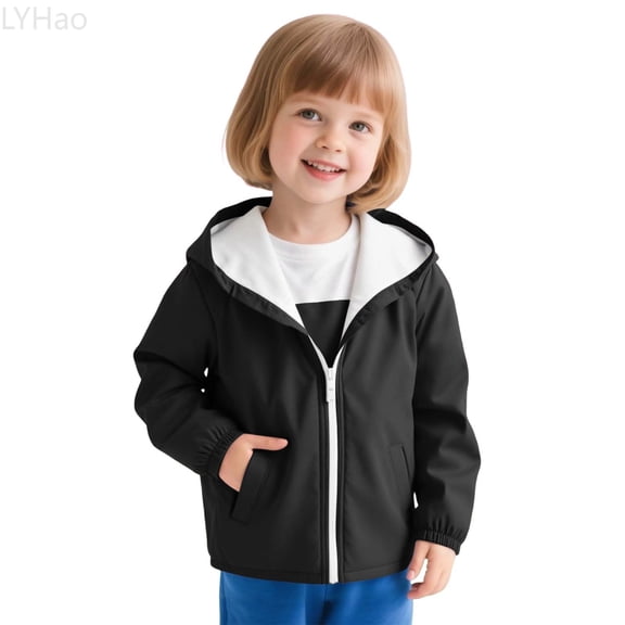 LYHao Girls Hooded Windbreaker Jacket Lightweight Raincoat Outdoor Autumn Zippered Coat For Children Girls Jacket Coat,Sizes 18-24 Months