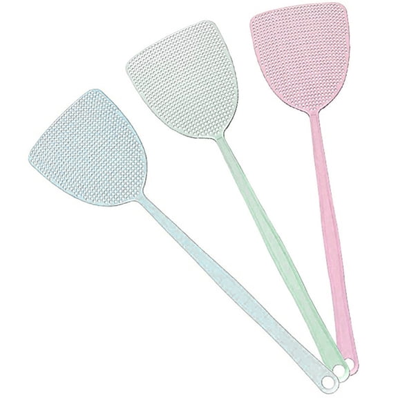 Konghyp 3-Pack Durable Long-Handled Manual Plastic Fly Swatters, 17.5 Inches
