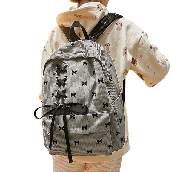 Ribbon Bow Backpack Versatile Casual Daypack for School Commute Travel Lightweight Shoulder