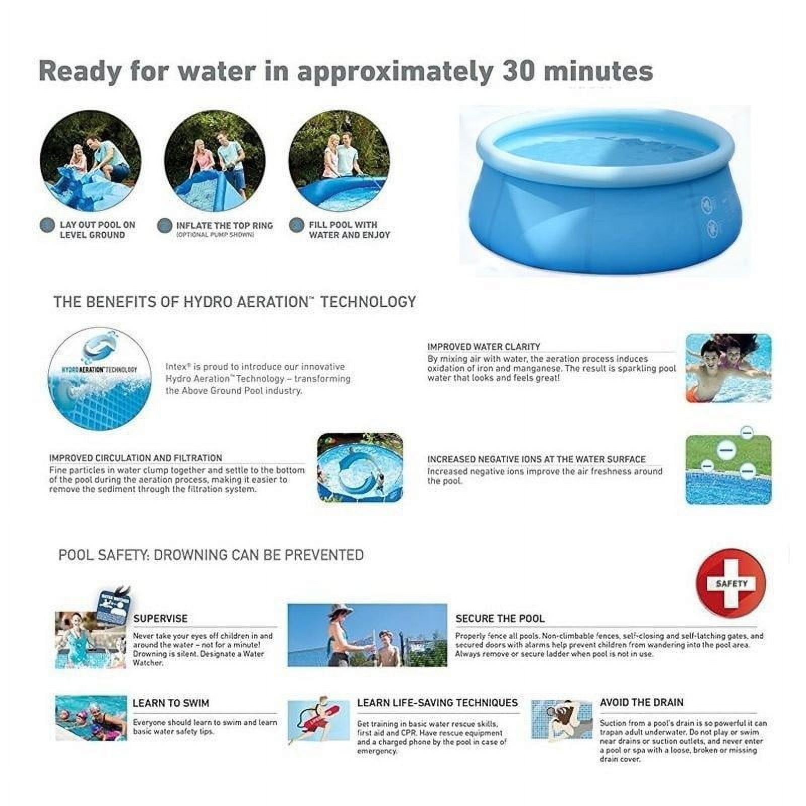 Inflatable Swimming Pool for Kids & Adults - 10 Ft x 30 In Large Inflatable Pool with Air Pump Suitable for Backyard Garden Patio Summer Water Play Party Outdoor
