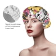 thumbnail image 4 of Kdxio Cute Cat Cartoon Print Shower Cap for Women,Elastic and Reusable,Double Waterproof Layers Bathing Hat, 4 of 9