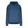 thumbnail image 4 of XPMWRP Women's Oversized Solid Color Hooded Sports Sweatshirt Long Sleeve Casual Trendy Pullover Tops Winter Warm Soft Loose Clothes with Pockets Blue M, 4 of 7