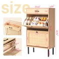 thumbnail image 3 of Spaco Shoe Cabinet with Iron High Feet, Shoe Cabinet Shoe Cabinet with Rattan Surface, Large Capacity Shoe Cabinet for Indoor, Light Brown, 3 of 11