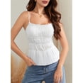 thumbnail image 5 of Yunliwuli Women's Ruched Cami Tops Sleeveless Spaghetti Strap Frill Camisole Summer Tank Tops, 5 of 10