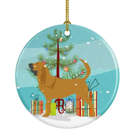 Bloodhound Merry Christmas Tree Ceramic Ornament