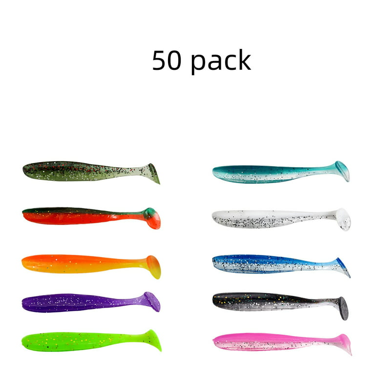 FOAUUH 50 Pack Soft Fishing Lures for Bass, Soft Paddle Tail