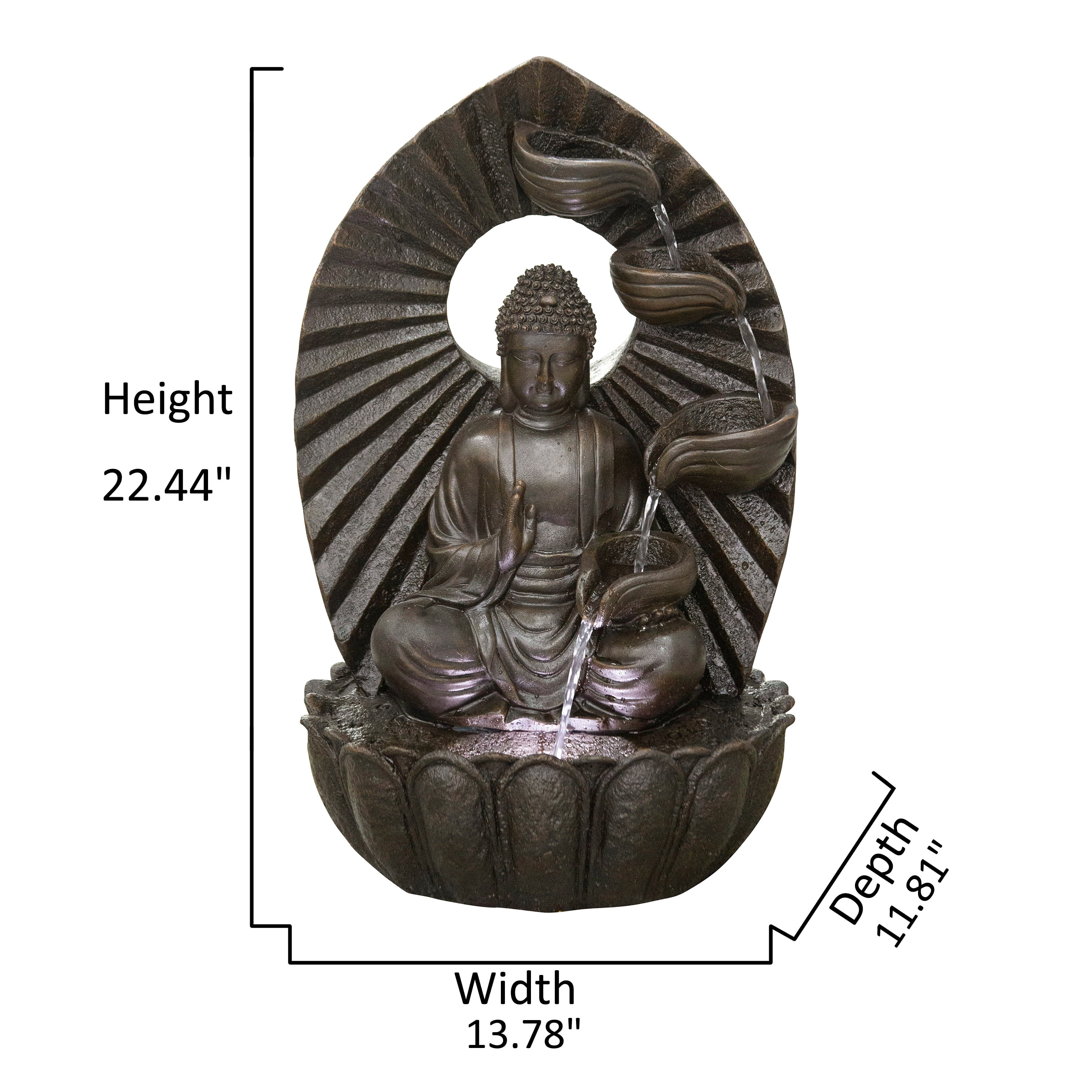 Stacking Bowls Buddha Fountain with White LED