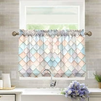 Yayeee Kitchen Curtains Light Filtering 27"x36" Rod Pocket Short Cafe Window Panel, Small Pink Pattern