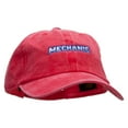 thumbnail image 5 of Mechanic Embroidered Washed Solid Pigment Dyed Cotton Twill Brass Buckle Cap - Red OSFM, 5 of 5