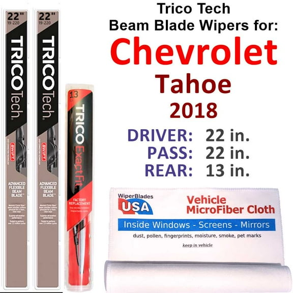 2018 Chevrolet Tahoe Beam Blade Wipers (Set of 3) w/Rear Wiper