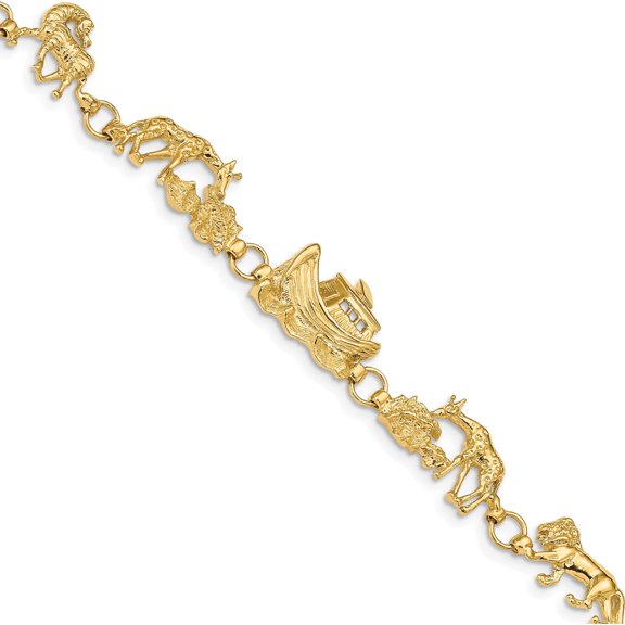 14K Yellow Gold Noah's Ark Bracelet Made In United States fb375-7