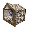 thumbnail image 1 of Camouflage Pet House, Abstract Style in Various Shades of Brown Pattern Camouflage Motif, Outdoor & Indoor Portable Dog Kennel with Pillow and Cover, 5 Sizes, Pale Caramel Tan Black, by Ambesonne, 1 of 5