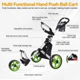 thumbnail image 5 of 3 Wheel Golf Push Cart, Foldable Golf Bag Cart with Ball Loading Aperture, Scorecard Board, Water Bottle Holder, Foot Brake-Green White, 5 of 8