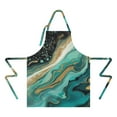 thumbnail image 2 of Teal Marble Gold Line Pattern Apron-Garden Aprons for Women with Pockets-Cotton Linen Waterproof Kitchen Cooking Gardening Aprons Adjustable for Kitchen,Cooking,BBQ and Salon 33x27 Inch, 2 of 7