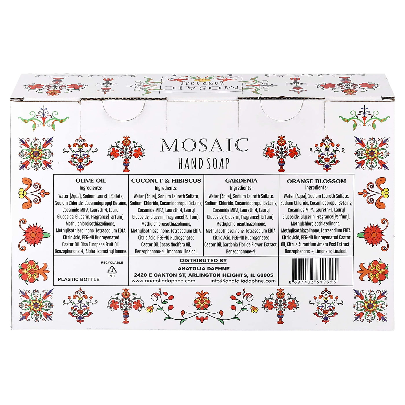 Liquid Hand Soap / Hand Wash Gift Set, Olive Oil + Coconut  Hibiscus + Gardenia + Orange Blossom, 4 x 24.6 fl oz Each Liquid Soap Bottle