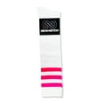thumbnail image 5 of Neon Nation Unisex Adult White Knee High Socks with Various Colored Stripes (Neon Pink Stripes), 5 of 5