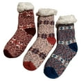 thumbnail image 2 of Winter Sherpa Lined Knitted Fluffy Thermal Soft Warm Cozy Christmas Slipper Gift Socks, Checker, 9 -11, 3 Pairs, 2 of 3