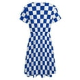 thumbnail image 5 of Blue And White Kentucky Checkerboard Dress Fashion Beach Short Sleeve Dresses Female Party Printed Sundress, 5 of 7