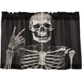 thumbnail image 2 of FREEAMG Smiling Skull Half Window Tier Curtains 36 Inch Blackout Thermal Insulating Kitchen Linen Tier Curtains for Kitchen,Bathroom,Cafe, 2 of 7