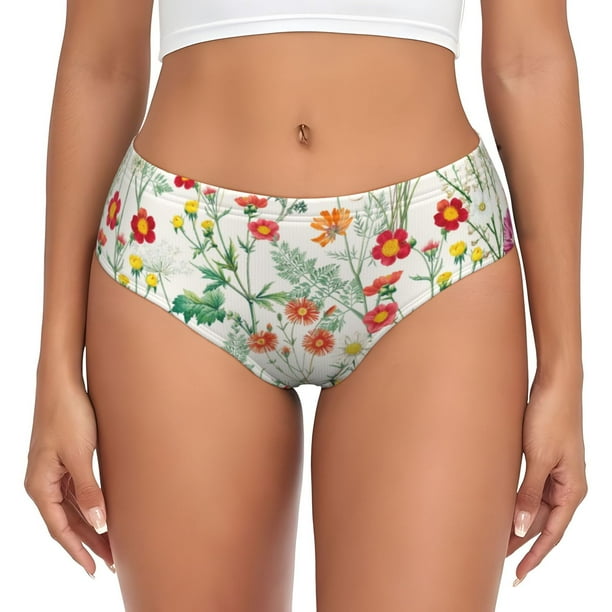 Fotbe Spring floral Calzones Estampados para Mujer – Ropa Interior de Algodón, Cómoda, Suave y Elástica-Small