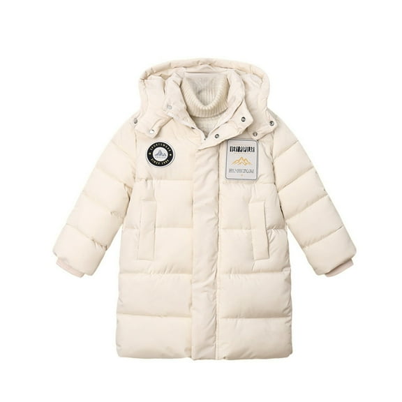 XXWXYD Insulated Boys and Girls Winter Jacket with Thickened Down Fill, Windproof Warm Long Sleeve Hooded Puffer Coat for Kids Ages 3-12 Years, Cold Weather Protection