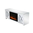 thumbnail image 6 of Elegant Decor Modern 2 Door 59" Clear Mirrored Faux Log Fireplace TV Stand, 6 of 10