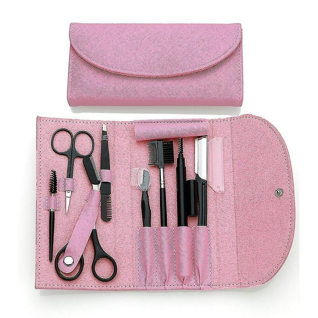 Kit de 8 piezas para recortar cejas, tijeras para cejas, pinzas faciales, juego de cepillos para pestañas, herramientas de maquillaje