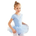 thumbnail image 5 of Fesfesfes Toddler Girls Children's Dance Outfit Suits Thin Short Sleeves Training Dancewear Suits Ballet One-piece Show Suits with Skirt Spring, 5 of 7