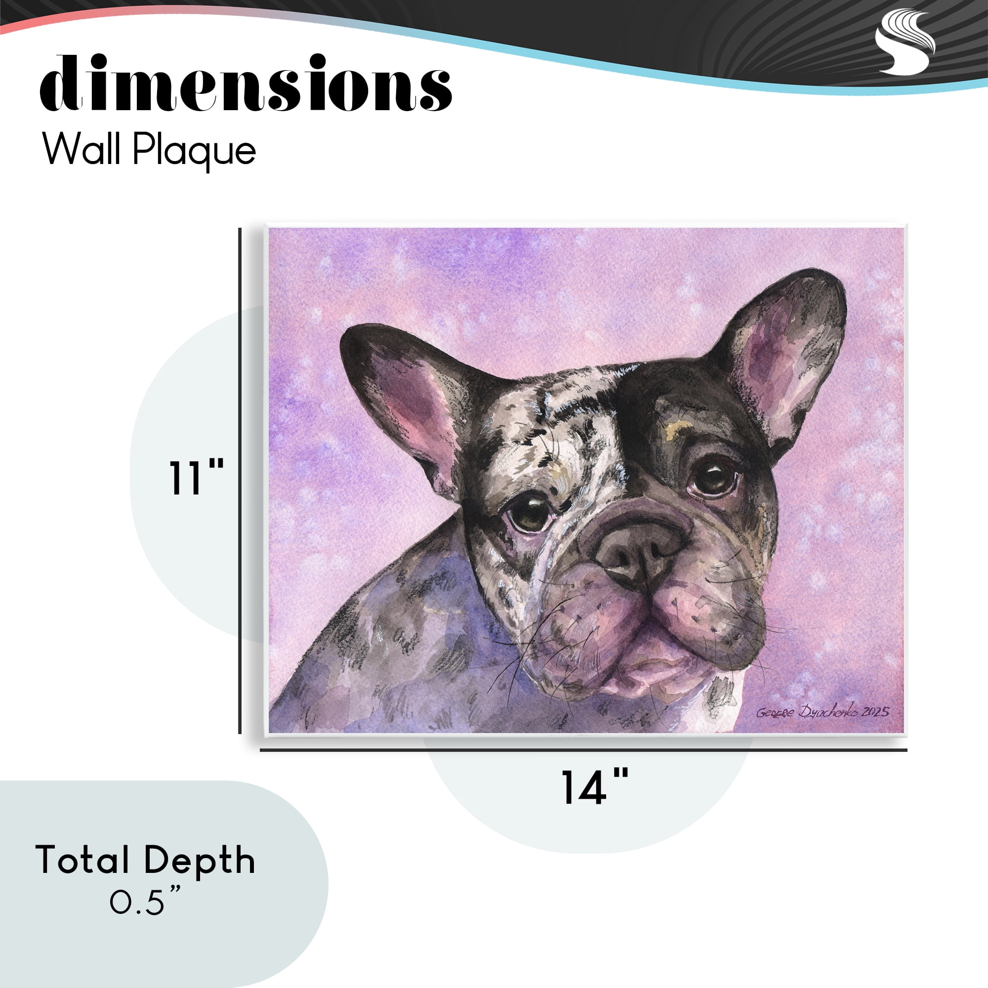 Stupell Industries Harlequin French Bulldog Wall Plaque Art, design by George Dyachenko