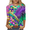 thumbnail image 2 of DDAPJ pyju Mardi Gras Shirts for Women 3/4 Sleeve Mask Graphic Tees Loose Casual Round Neck Tunic Tops New Orleans Carnival Party Tee Shirt Holiday Blouses Multicolor L, 2 of 5
