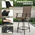 thumbnail image 5 of Nuu Garden Outdoor Swivel Bar Stool Set, 2 Piece Patio Seating Iron Bar Height Outdoor High Chairs with Armrests and Footrest, All-Weather Textilene, Brown, 5 of 9