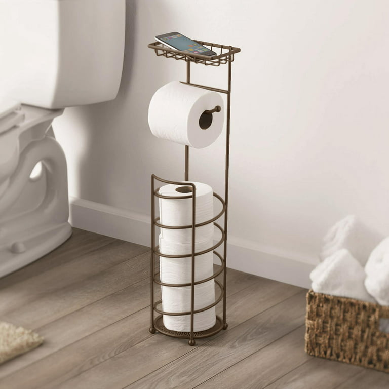 Double Roll Toilet Paper Holder Wall Mount With Shelf Holds 2 Large Rolls  Bathroom Rustic Fixture 