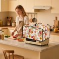thumbnail image 6 of ZIATUBLES Floral White Print Toaster Oven Cover Stain Resistant Appliance Protector with Top Handle Decorative Accessories for Modern Kitchen, Fits 22.5" x 18.5" x 13", 6 of 8